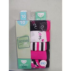 Extremely Me Girls Bikini 5 Pack Panties Size 10 100% Cotton NWT